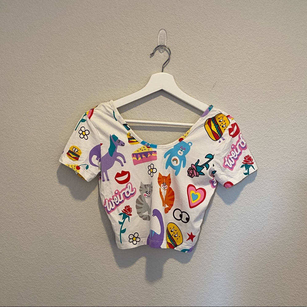Nasty Gal animal cartoon print crop top tee